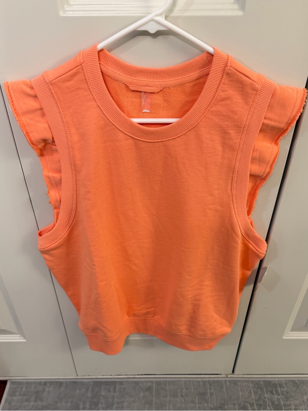NWT FP Movement by Free People Coral Peach Ruffle-Trim Tank